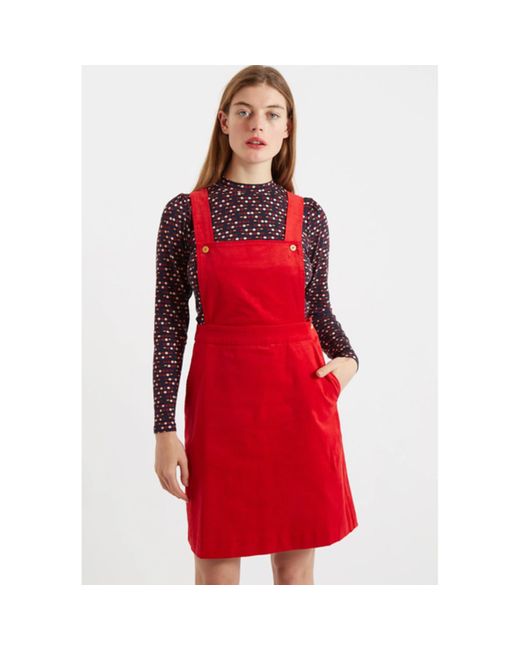 Louche Red | Sofya Baby Cord Mini Pinafore Dress
