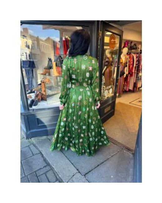 Hayley Menzies Green Silk Lurex Volume Gown M