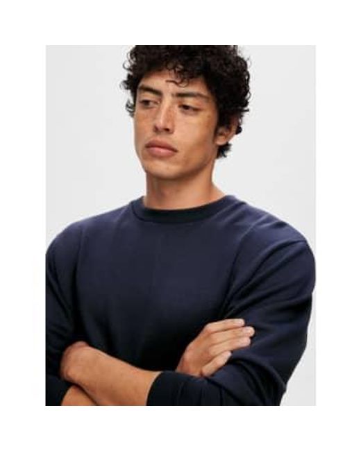 SELECTED Blue Swear Soft Crew Neck Sweater for men