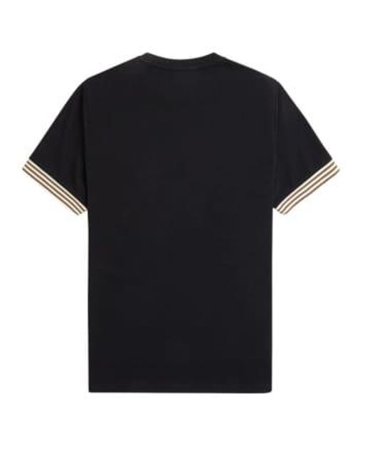Fred Perry Black Striped Cuff T-shirt Xl for men