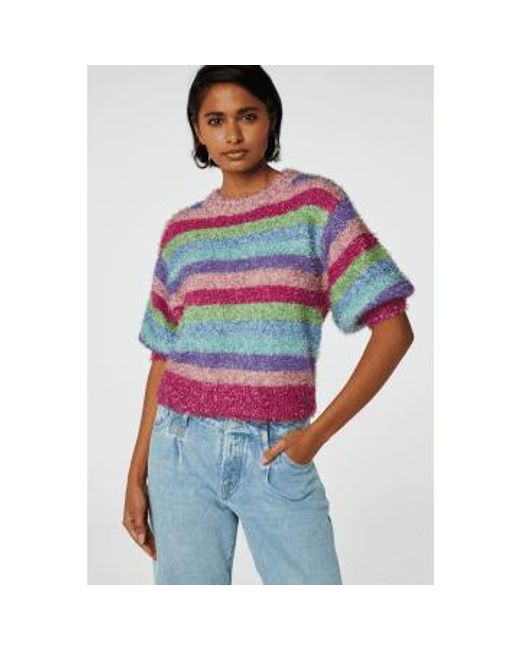 FABIENNE CHAPOT Multicolor Glitter Stripe Printed Kitty Pullover Xs