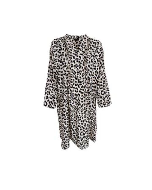 Vestido túnica pliegues estampado leopardo luna Black Colour de color Black