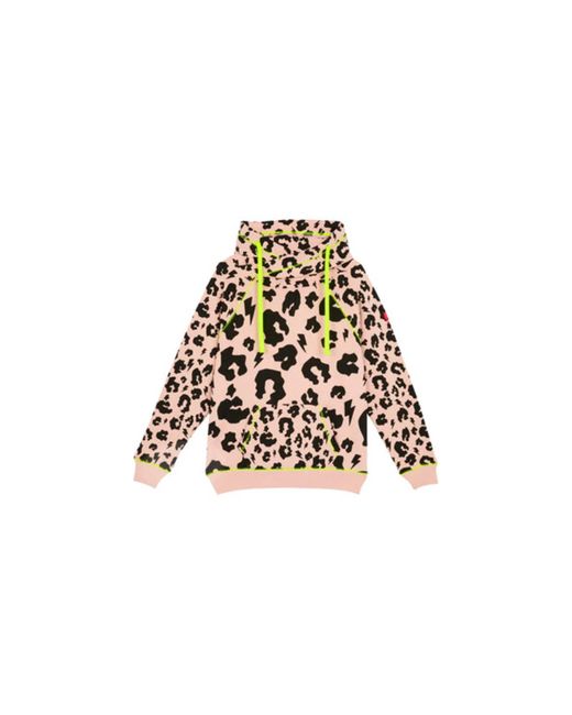 Scamp & Dude : Pale Peach With Black Mixed Leopard Cowl Neck Hoodie | Lyst