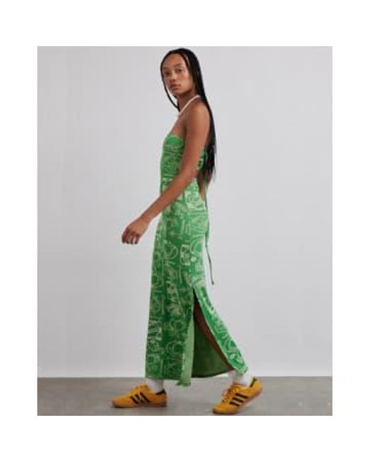 Damson Madder Green Fruit Label Jacquard Midi Dress