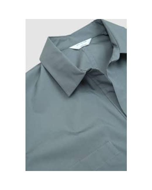 Still By Hand Blue Buttonless Overshirt Slate 2 for men