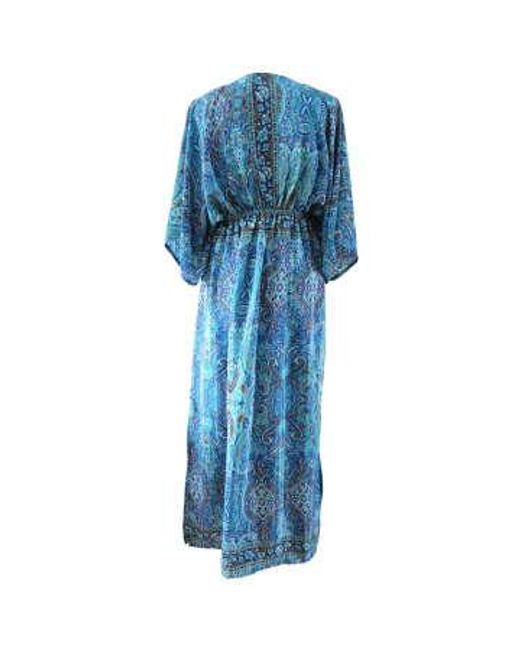 Powell Craft Blue 'alanna' paisley batwing -kleid