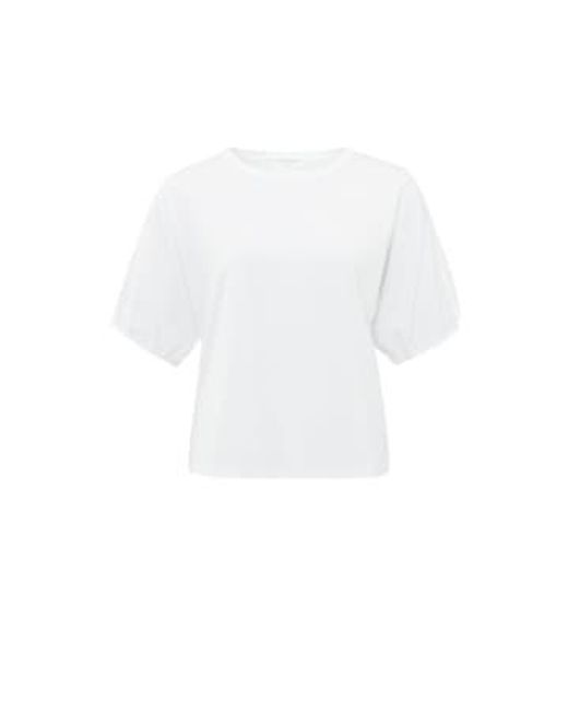 T-shirt avec cou rond et manches bouffées Yaya en coloris White