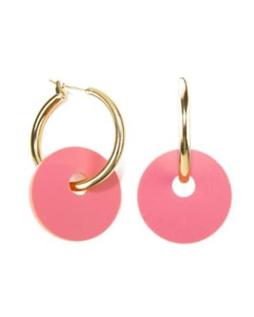 sept cinq Pink Plexiglass Saucer Earrings