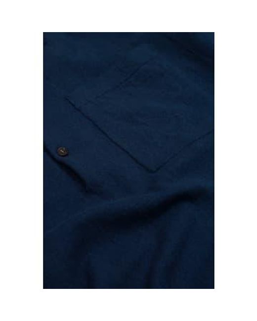 Universal Works Blue Pullover Knit Shirt Melange Eco Cotton S for men