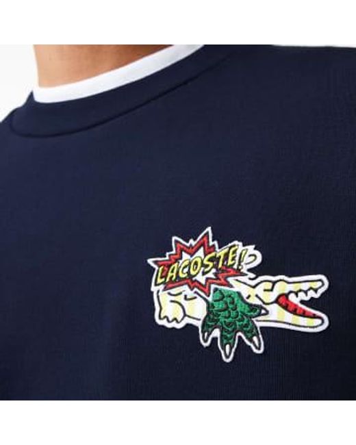 Lacoste Blue Holiday Sweatshirt Organic Cotton Logo Dark Navy Xl for men