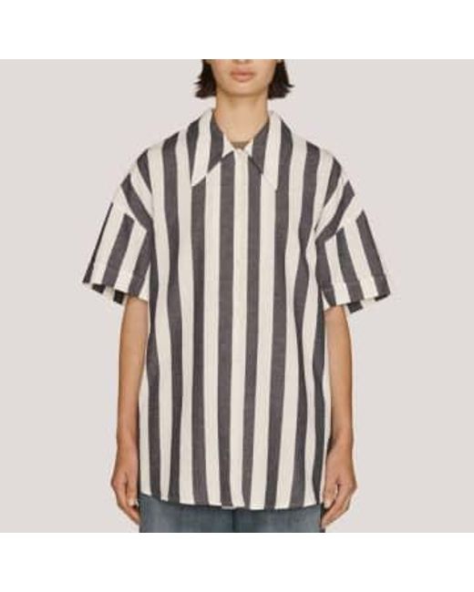 YMC Black Lena Short Sleeve Shirt Ecru for men