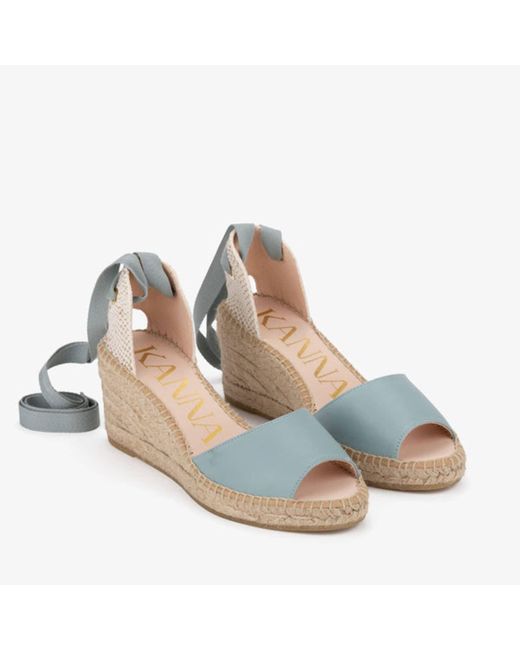 Kanna Bluette Ania Open Toe Low Wedge Shoes | Lyst