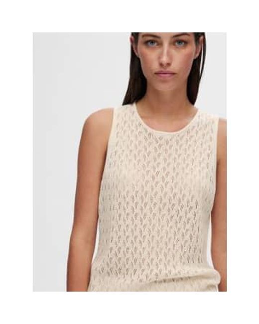 SELECTED Natural Agny Sleeveless Knitted Top Birch Xs