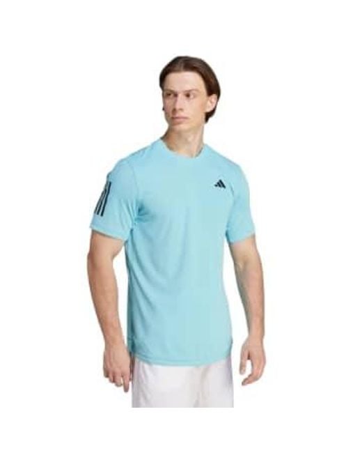 Adidas Blue T-shirt Club 3 Stripes Uomo Light S for men