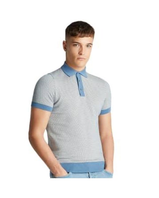 Remus Uomo Blue Contrast Collar Knitted Polo M for men