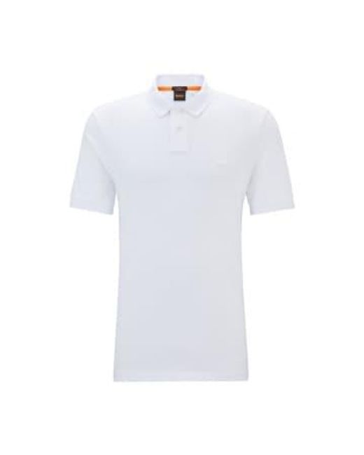 Boss White Passenger Short Sleeve Polo Col: 100 , Size: M for men