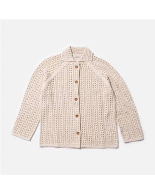 Nudie Jeans Natural Carina Crochet Knit Cardigan egg Xs