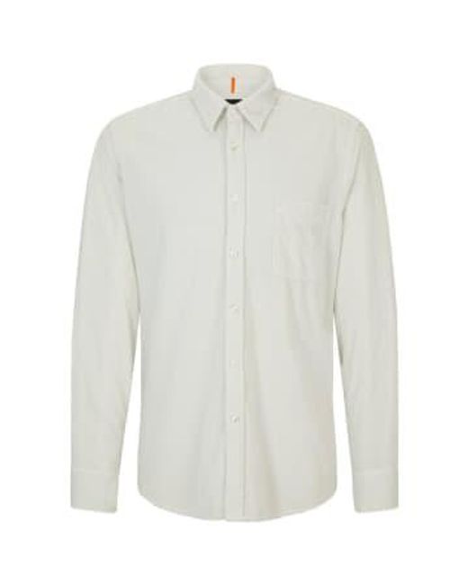 Boss White Light Pale Relegant 6 Corduroy Shirt Small for men