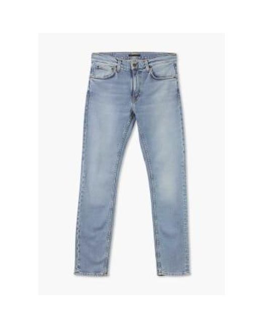 Hombres lgados lgados jeans en días cálidos azules Nudie Jeans de hombre de color Blue