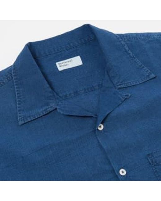 Universal Works Blue Long Sleeved Camp Ii Shirt Seersucker Washed S for men
