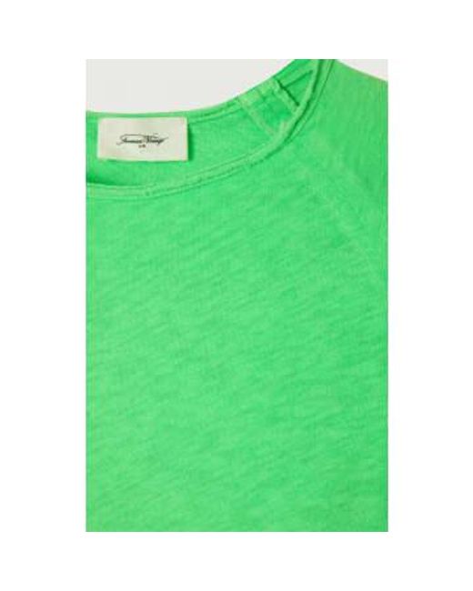 Fluorescent Parakeet Sonoma Long Sleeved Womens T Shirt di American Vintage in Green