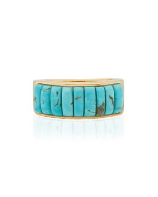 Anna Beck Blue Rectangular Turquoise Multi Stone Ring Plated / 7