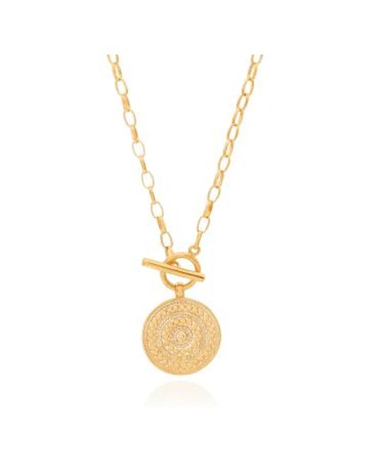 Contrast Dotted Circle Toggle Necklace di Anna Beck in Metallic