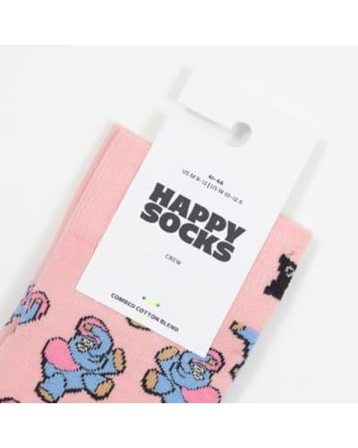 Chaussettes d'éléphants gonflables en rose clair Happy Socks pour homme en coloris Red