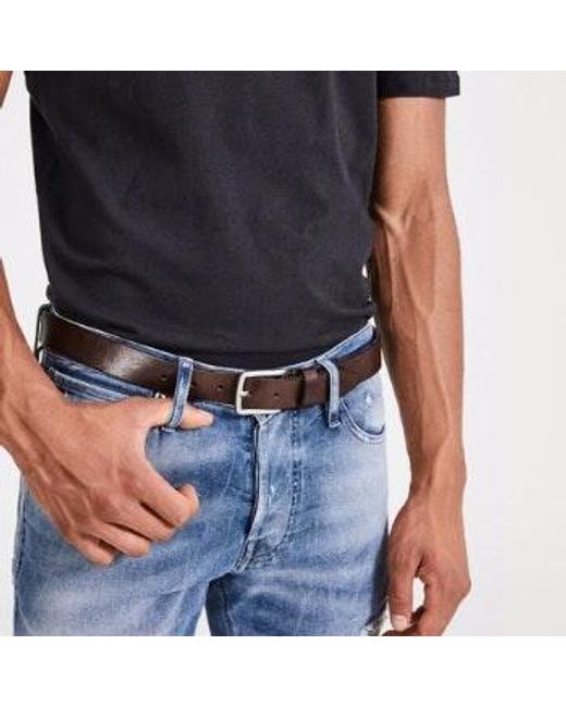 Jack & Jones Brown Classic Lee Leather Belt for men