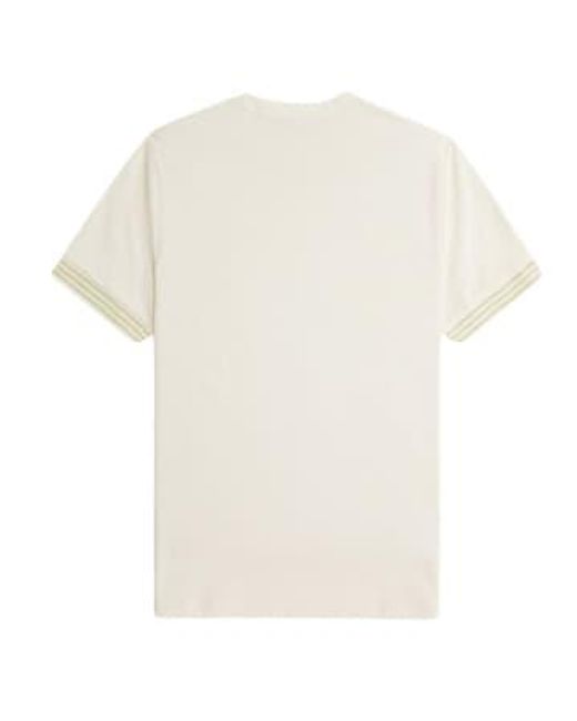 Fred Perry White Striped Cuff T-shirt Xl Cream for men