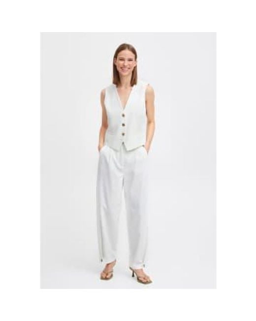 B.Young White Bydeceri Button Trousers Marshmallow Uk 8