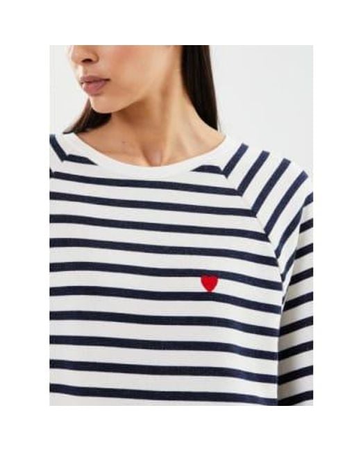 Pieces Blue Stripe Sweater With Heart Detail