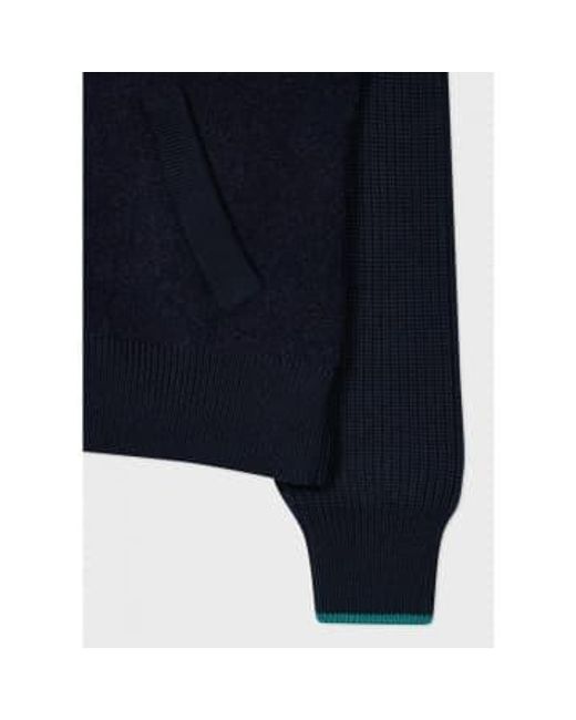 Paul Smith Blue Contrast Cuff Thick Knit Cardigan Col: 49 Navy, Size: M for men