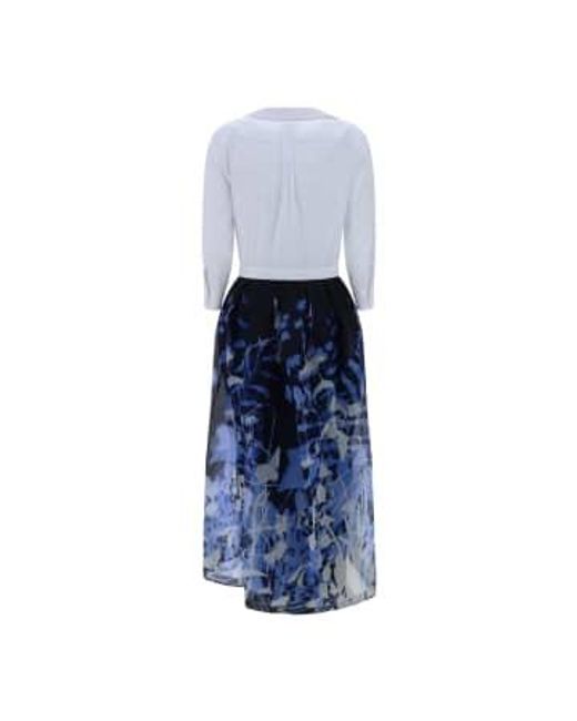 Sara Roka Blue Jinny Long Dress/ Shirt With Navy Print Skirt
