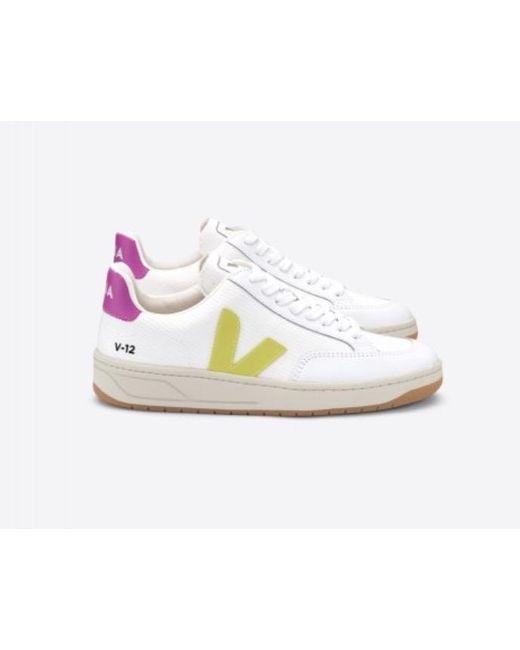 Veja V 12 B Mesh Fluro Gelb Ultra Violet White Sneakers