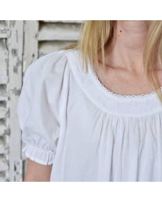 Powell Craft White Ladies Cotton Puff Sleeve Nightdress Juliet One Size
