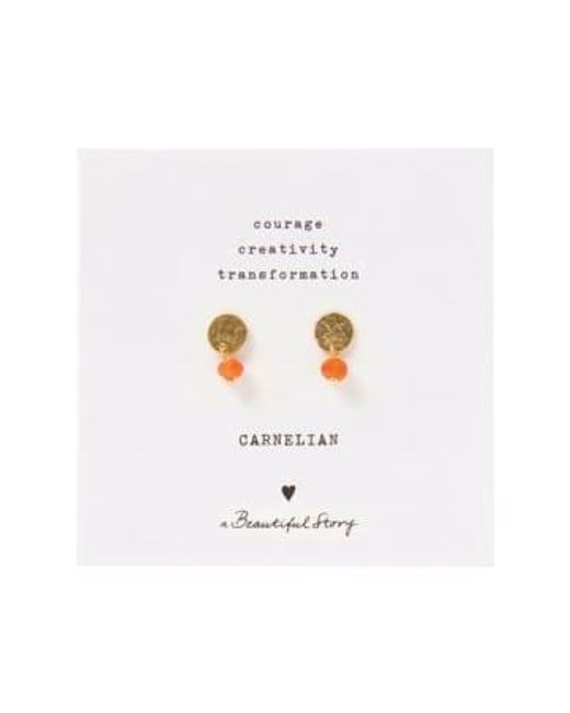 A Beautiful Story White Mini Coin Carnelian Earrings Onesize /