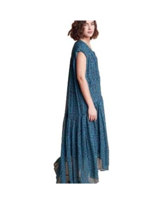Louizon Blue Long Dress With Print Rita Size 0 Extra Small /green
