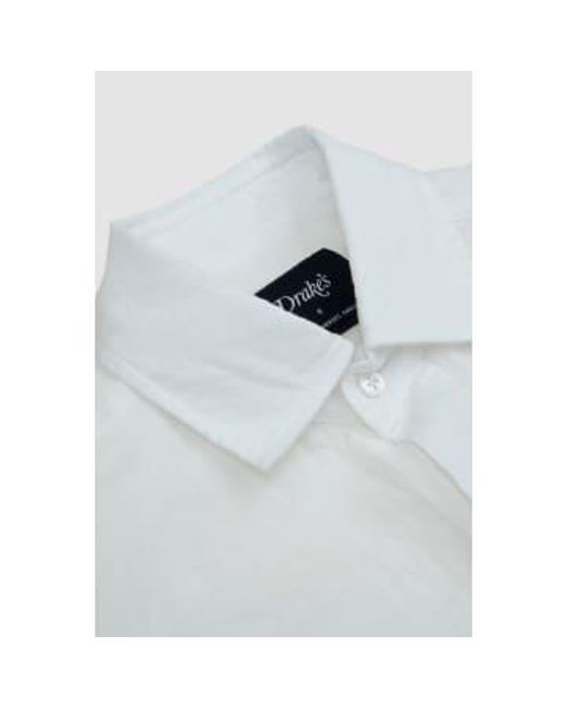 Drake's White The Linen Summer Shirt Ecru S for men