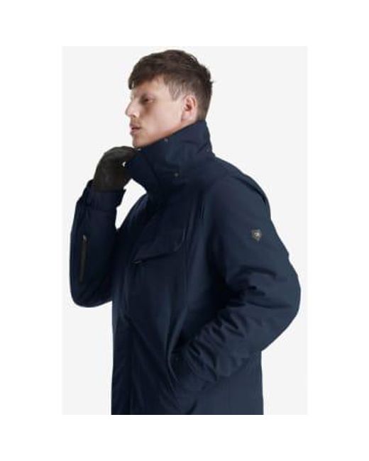 KRAKATAU Blue Masaru Removable Hood Padded Jacket for men