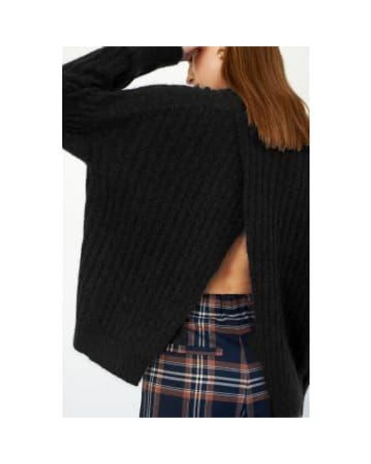 Second Female Black Brooky Knit Open Back O-neck Sweater