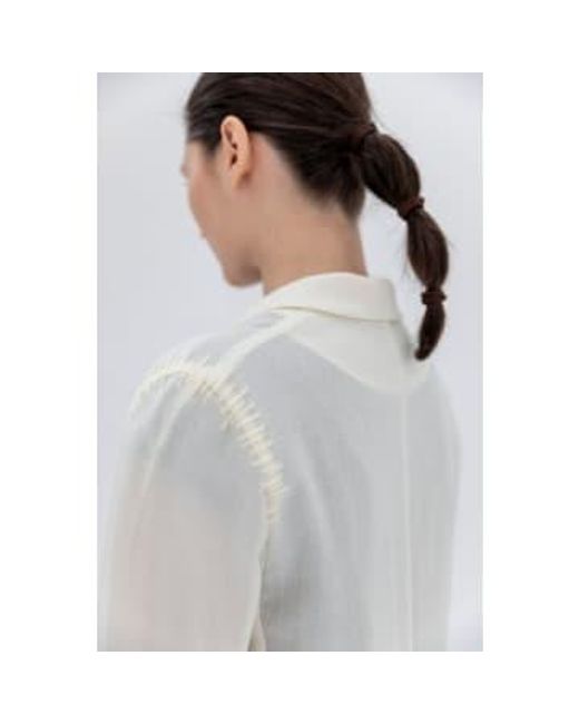 INNNA White Ivory Blazer-shirt With A Mohair Weaving Small