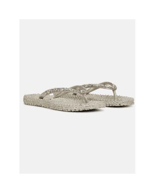 Ilse Jacobsen White Flip Flops With Jewels Platin Cheerful03g 780