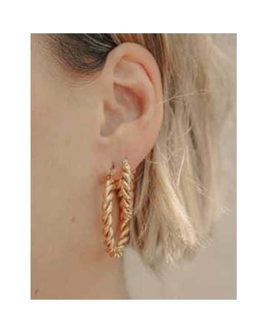 Nordic Muse Brown Twist Hoop Earrings, 18k Tarnish-free Waterproof