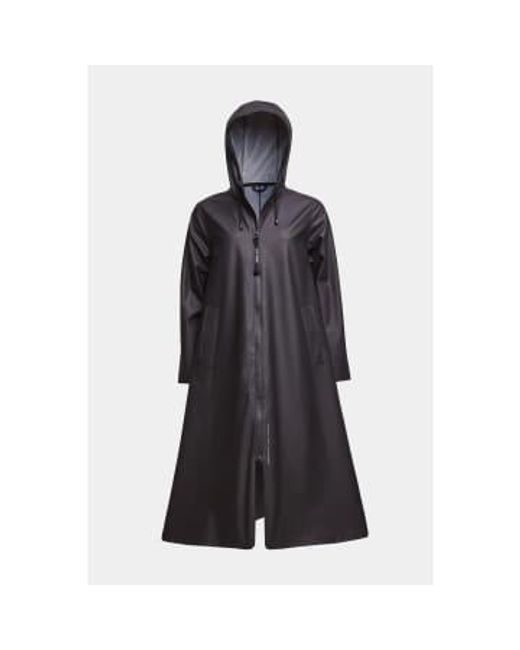 Stutterheim Black Mosebacke Long Lightweight Zip Raincoat L