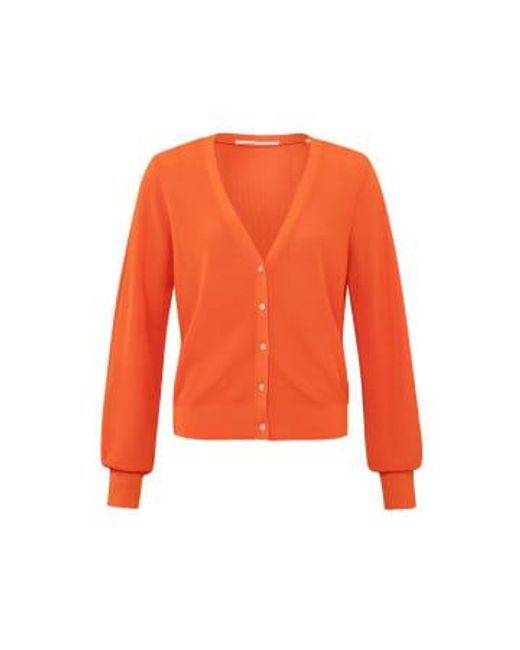 Yaya Orange Cardigan With A V-neck, Long Sleeves And Little Buttons
