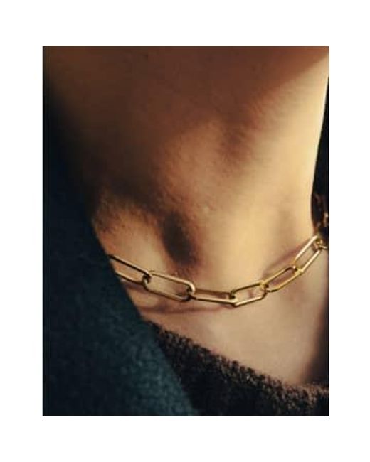 Nordic Muse Black Chain Link Choker Necklace, 18k Tarnish-free Waterproof Plated