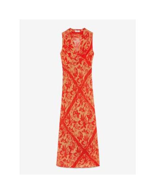 Ottod'Ame Red Printed Viscose Long Dress