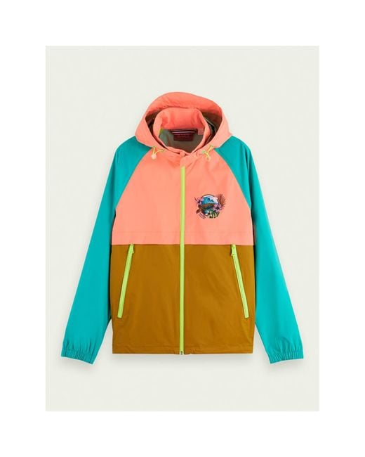 Scotch & Soda Multicolor Waterproof Parka With Color Block Design for men