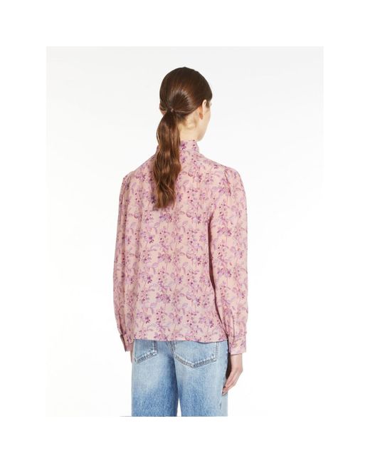 Peony Pink Ottanta Floral Pussy Bow Blouse di Weekend by Maxmara | Lyst